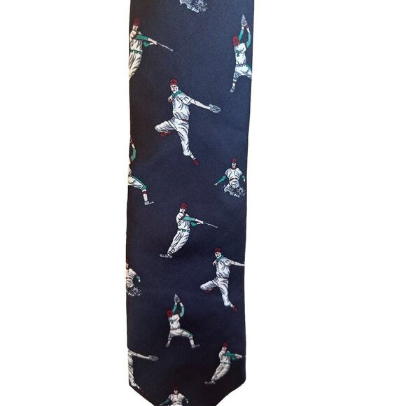 Lands' End Other - LANDS END Vintage NECK TIE BASEBALL Navy Blue Silk